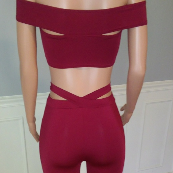 Solid Color Strapless Wide Leg 2 Piece Pants Set - Picture 3 of 6
